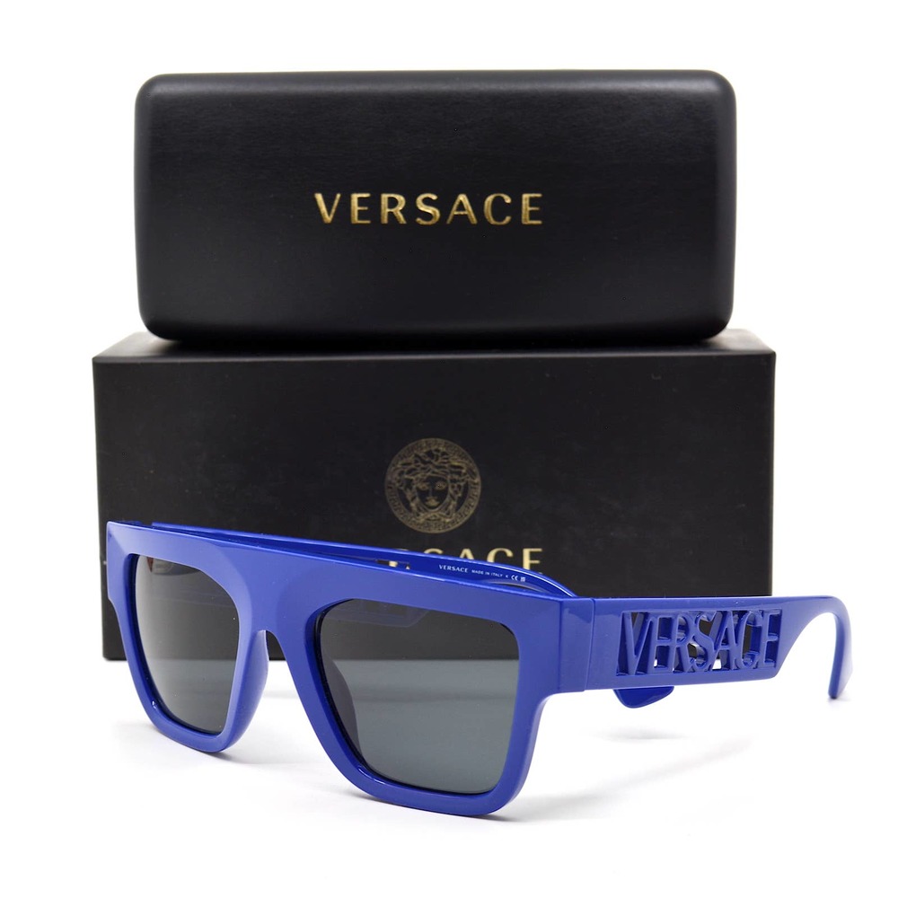 VERSACE VE4430U 529487 BLUE DARK GREY LENS AUTHENTIC SUNGLASSES - Picture 8 of 14